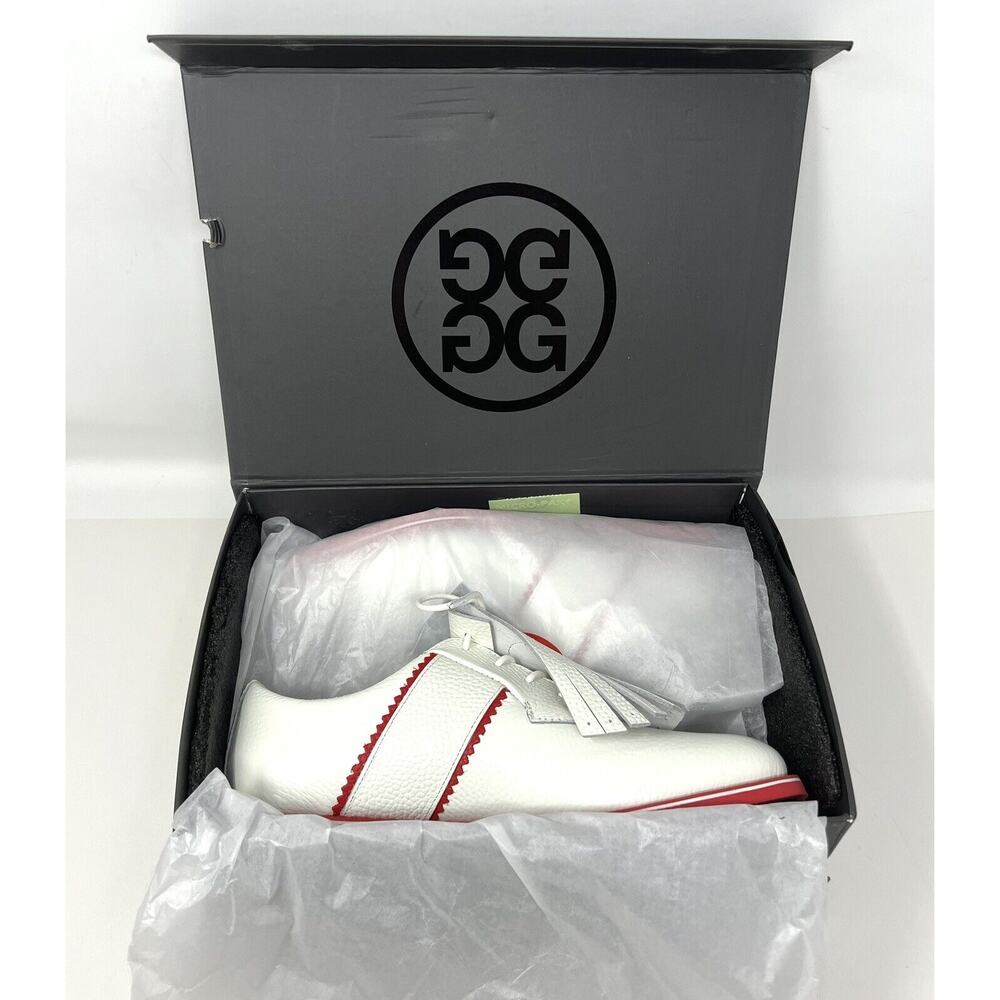 G/Fore G4 Kiltie Gallivanter Golf Shoes Womens Size 8.5 SNOW POPPY White Red - Picture 4 of 16